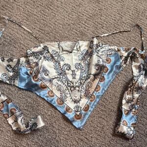 Shein blue and white paisley